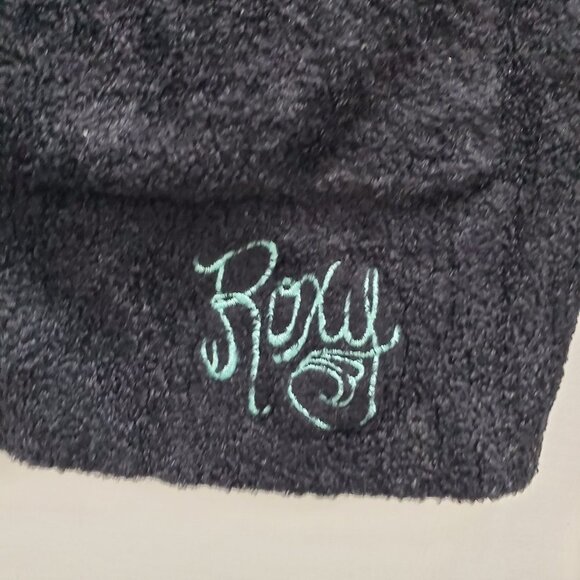 Roxy Junior's 100% Nylon Black Teddy Bear Feel Embroidered Zip Front Jacket Sz S - Picture 2 of 7